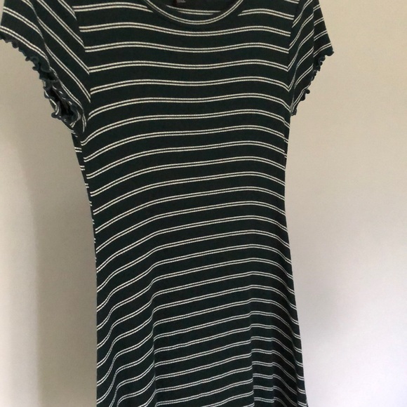 Forever 21 A Line Green Striped T Shirt Dress Sz L - Picture 3 of 6